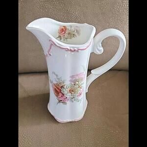Royal Crown Victoria  Milk Pitcher Antique Hand Painted Flowers